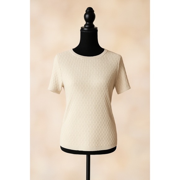 Calvin Klein Sweaters - Calvin Klein Women's Textured Cable Knit Short Sleeve Sweater‎ Top